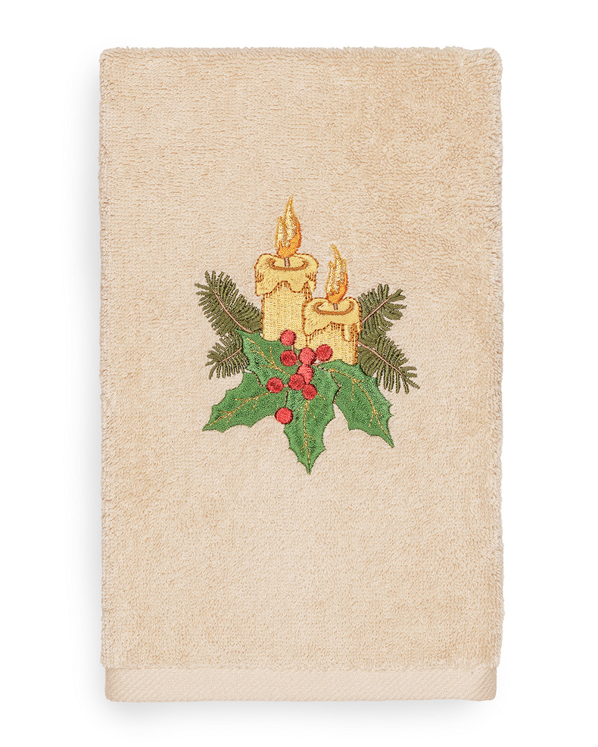 Linum Home Textiles Christmas Candles Hand Towel In Brown