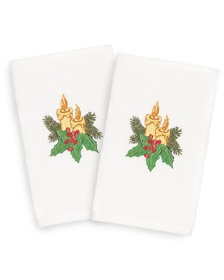 Linum Home Textiles Set Of 2 Christmas Candles Hand Towels