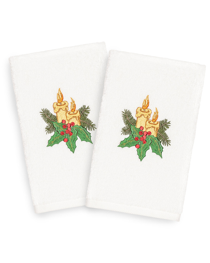 Linum Home Textiles Set Of 2 Christmas Candles Hand Towels