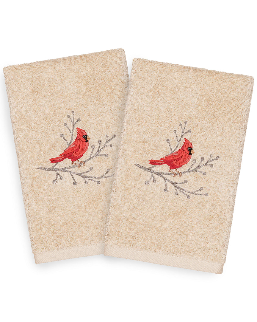 Linum Home Textiles Set Of 2 Christmas Cardinal Hand Towels
