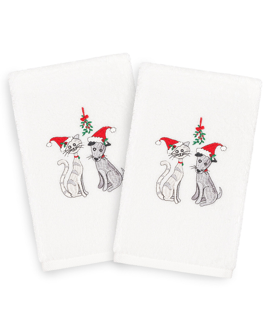 Linum Home Textiles Set Of 2 Christmas Cute Couple Hand Towels