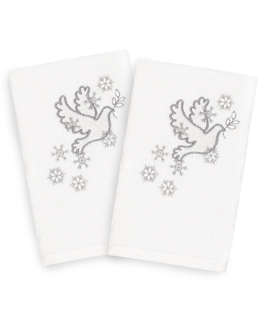 Linum Home Textiles Set Of 2 Christmas Dove Hand Towels