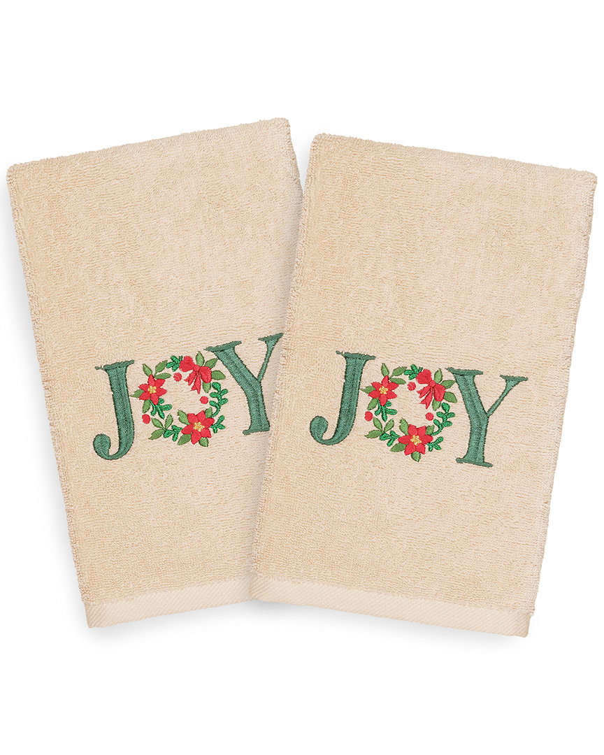 Linum Home Textiles Set Of 2 Christmas Joy Hand Towels