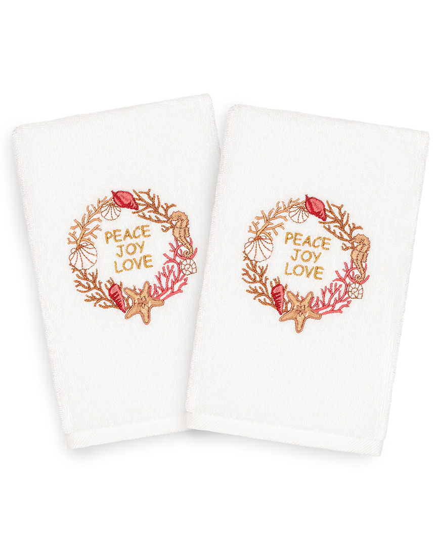 Linum Home Textiles Set Of 2 Christmas Peace Hand Towels