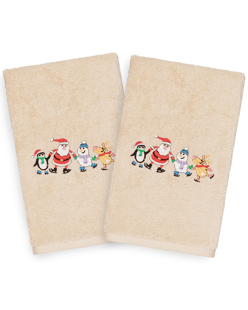 LINUM HOME TEXTILES LINUM HOME TEXTILES SET OF 2 CHRISTMAS SKATING PARTY HAND TOWELS