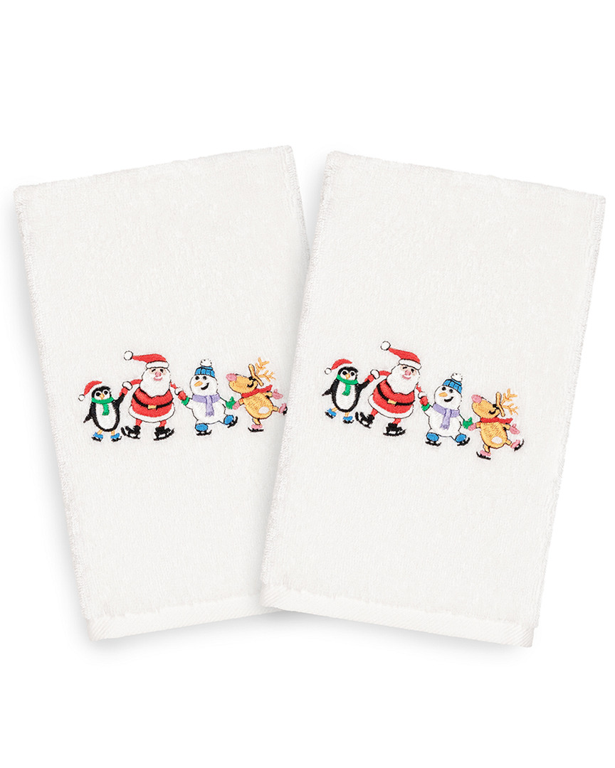 Linum Home Textiles Set Of 2 Christmas Skating Party Hand Towels