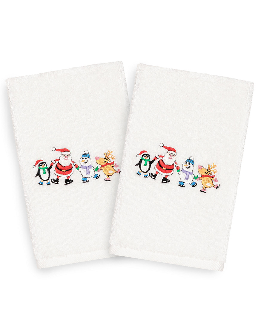 Linum Home Textiles Set Of 2 Christmas Skating Party Hand Towels