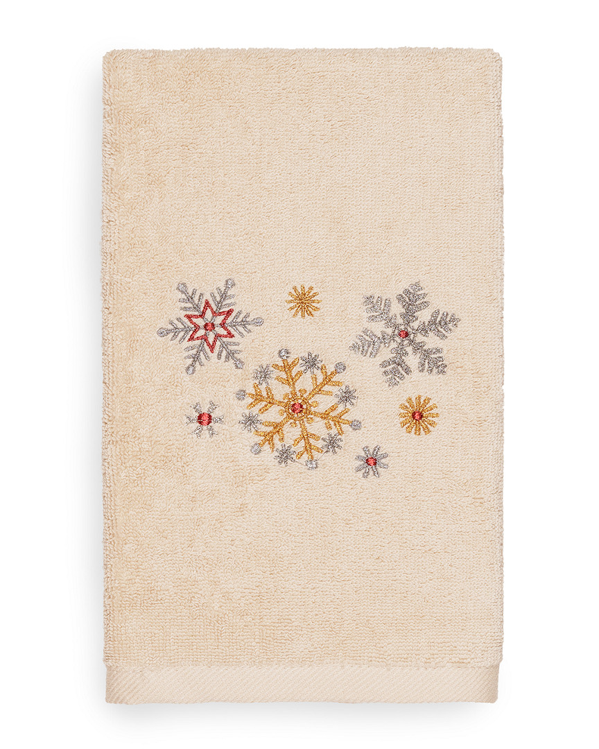 Linum Home Textiles Christmas Snowfall Hand Towel In Brown