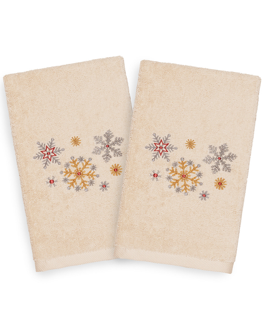 Linum Home Textiles Set Of 2 Christmas Snowfall Hand Towels