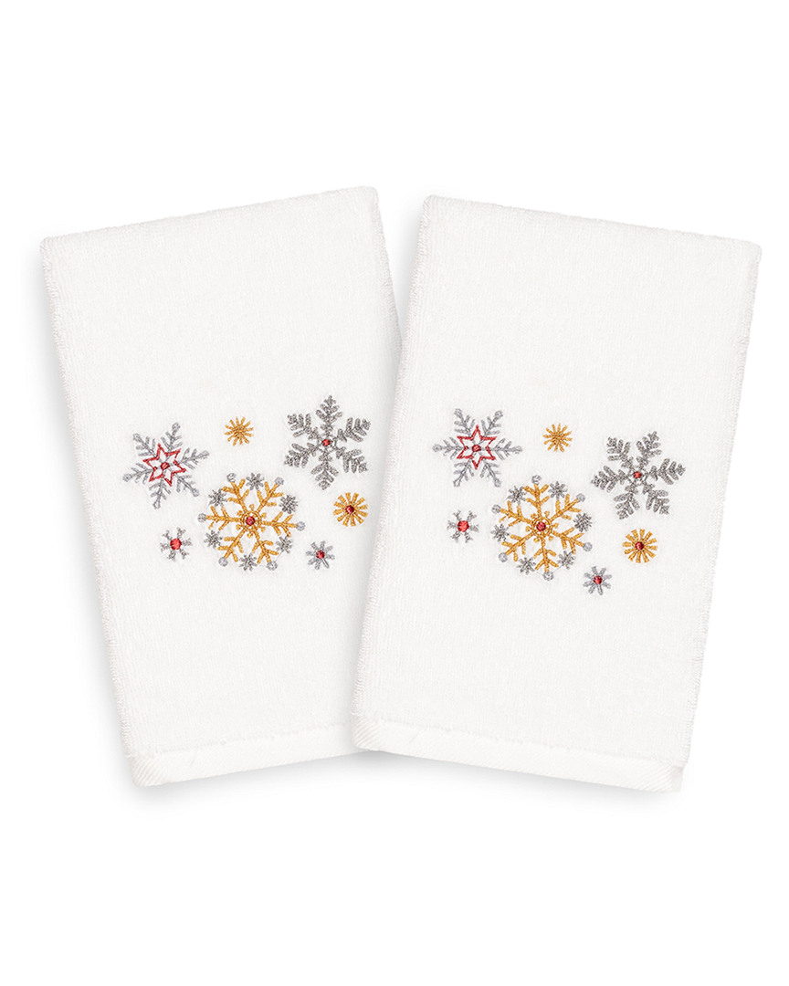 Linum Home Textiles Set Of 2 Christmas Snowfall Hand Towels