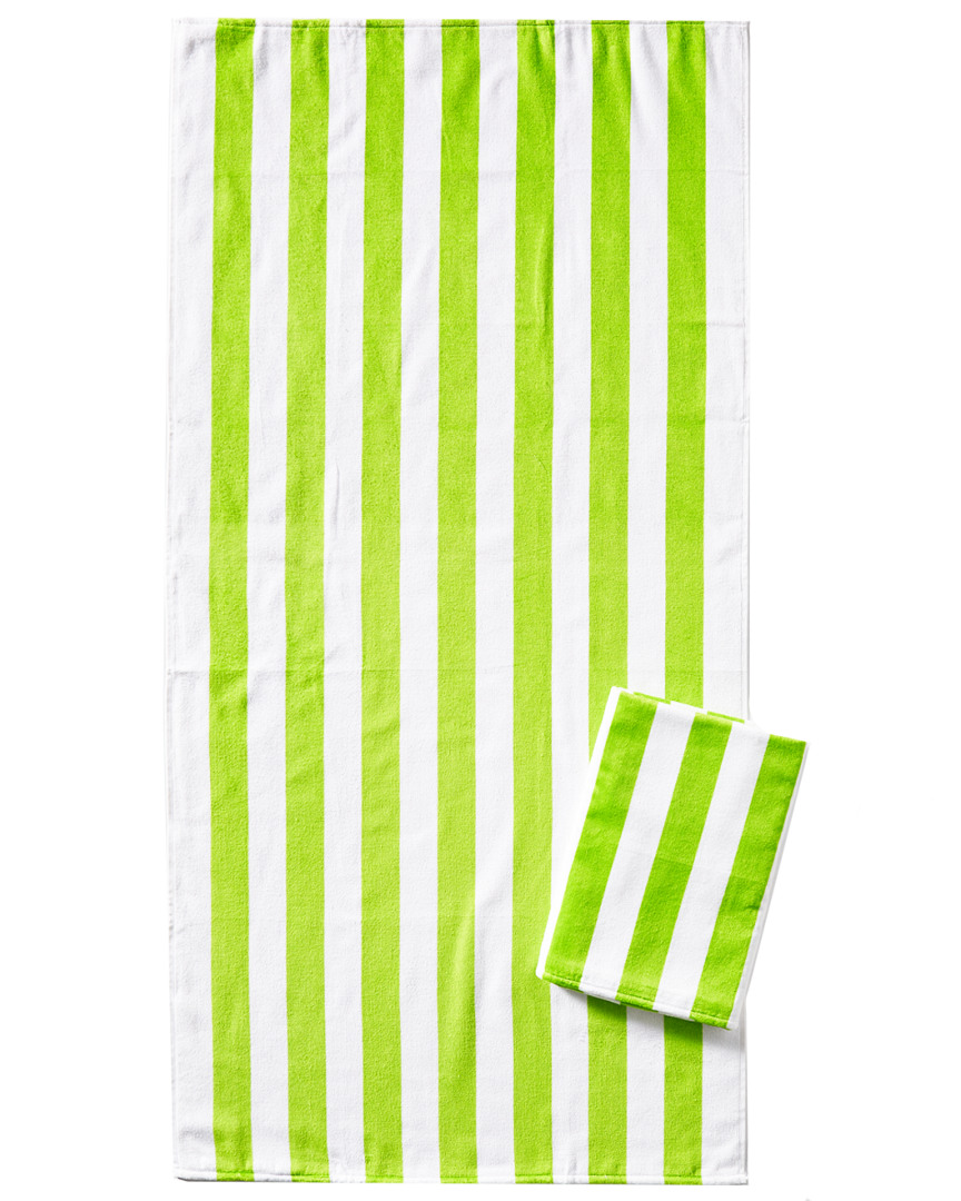 Dohler Set Of 2 Cabana Stripes Beach Towels In Green