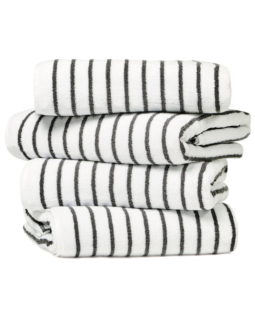 Home Collection Set Of 4 Cotton Cabana Stripe Beach/pool Towels In Blue