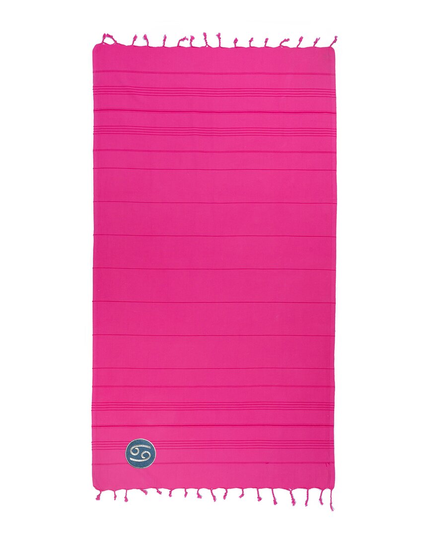 Linum Home Textiles Turkish Cotton Summer Fun Cancer Pestemal Beach Towel In Pink