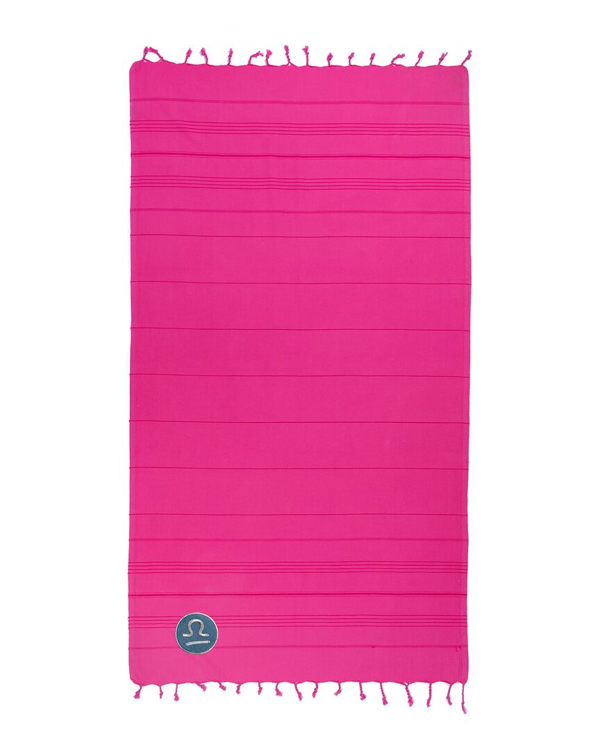 Linum Home Textiles Turkish Cotton Summer Fun Libra Pestemal Beach Towel In Pink