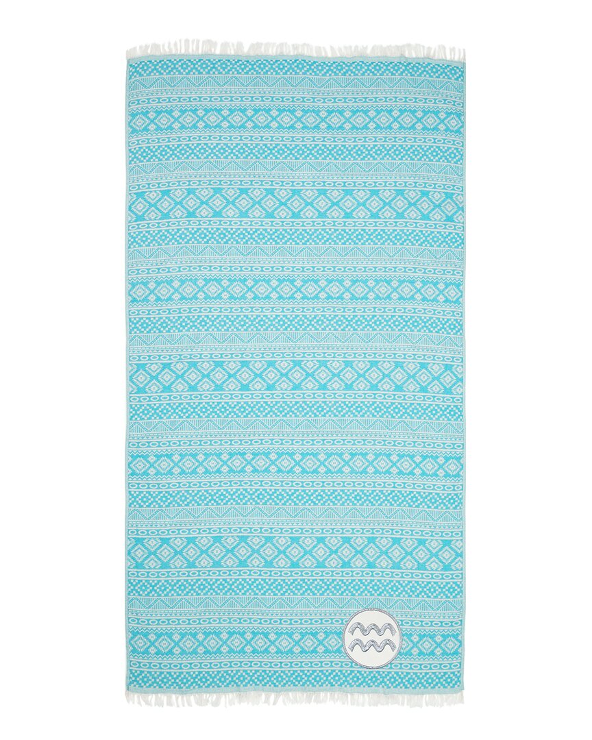 Linum Home Textiles Turkish Cotton Sea Breeze Aquarius Pestemal Beach Towel In Turquoise