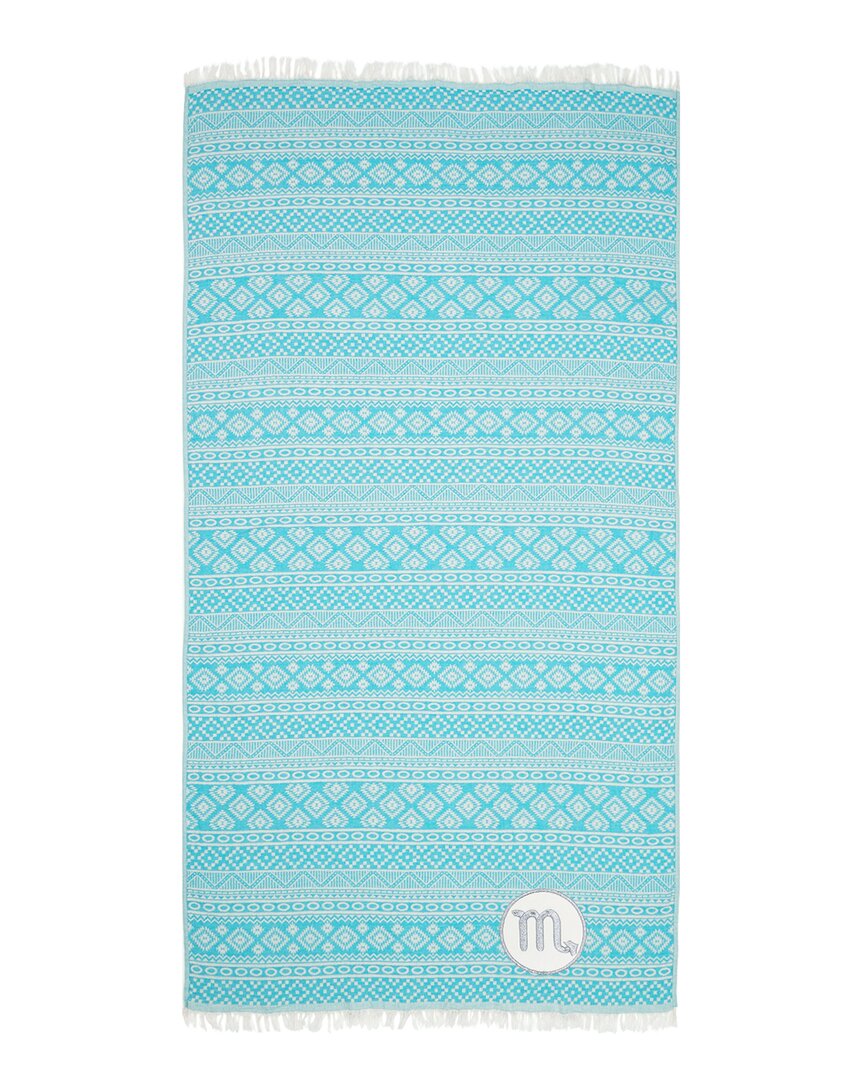 Linum Home Textiles Turkish Cotton Sea Breeze Scorpio Pestemal Beach Towel In Turquoise