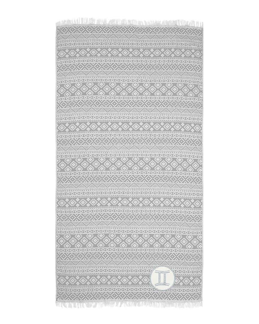 Linum Home Textiles Turkish Cotton Sea Breeze Gemini Pestemal Beach Towel In Gray