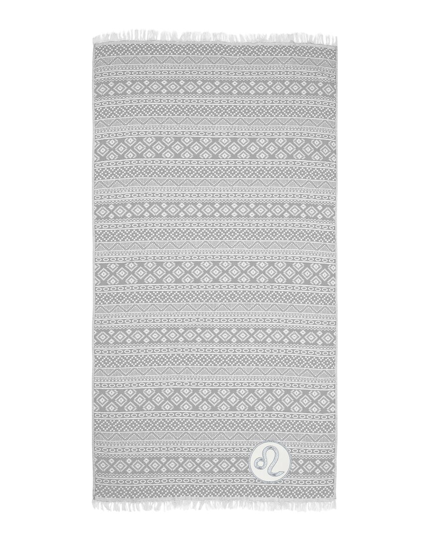 Linum Home Textiles Turkish Cotton Sea Breeze Leo Pestemal Beach Towel In Gray