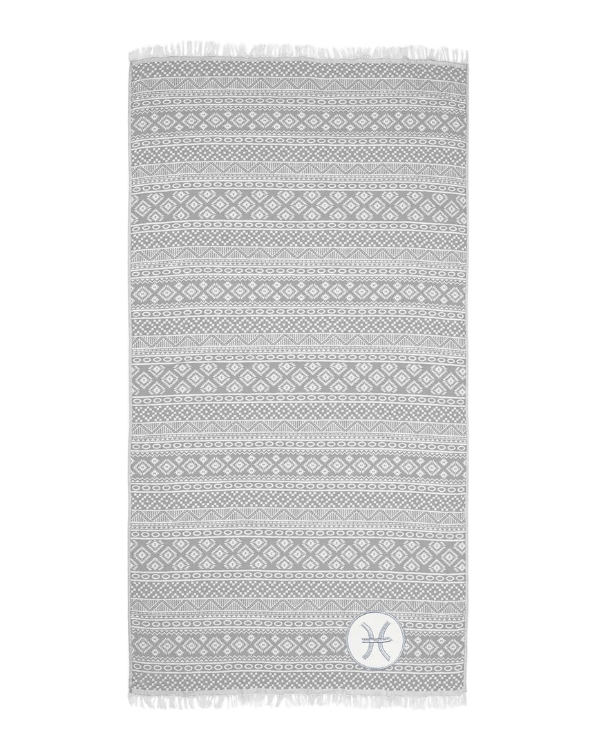 Linum Home Textiles Turkish Cotton Sea Breeze Pisces Pestemal Beach Towel In Gray