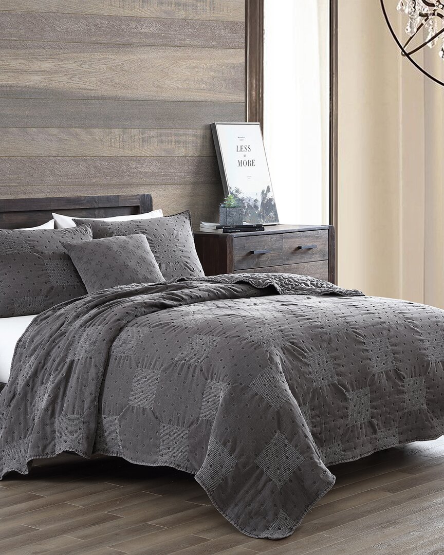 Modern Threads 4pc Stone-washed Quilt Set In Charcoal