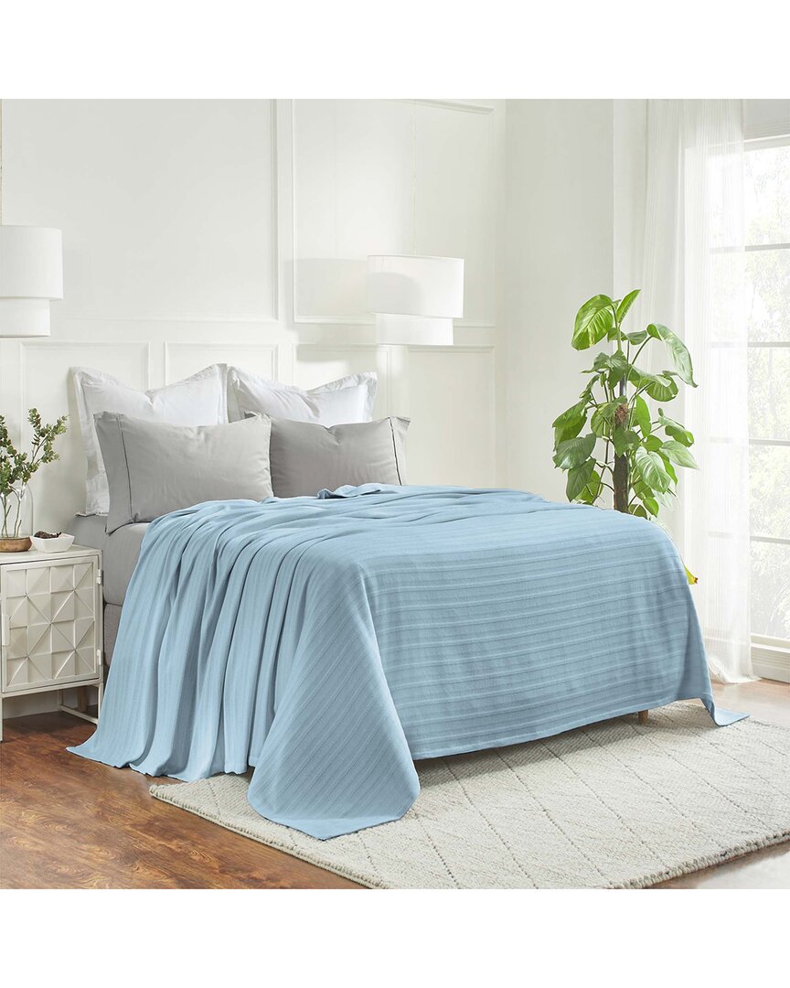 Superior Clara Cotton Textured Striped Lightweight Woven Blanket