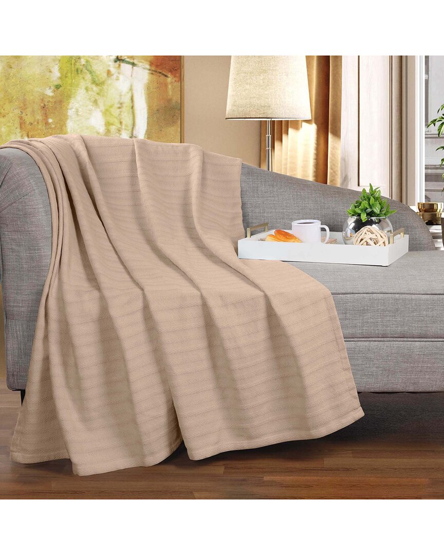 Superior Clara Cotton Textured Striped Lightweight Woven Throw Blanket