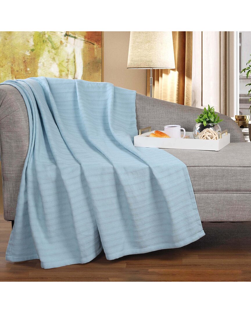 Superior Clara Cotton Textured Striped Lightweight Woven Throw Blanket