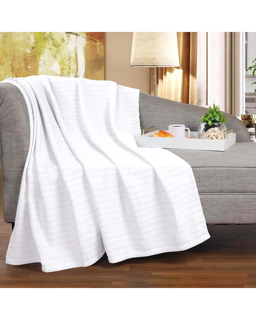 Superior Clara Cotton Textured Striped Lightweight Woven Throw Blanket