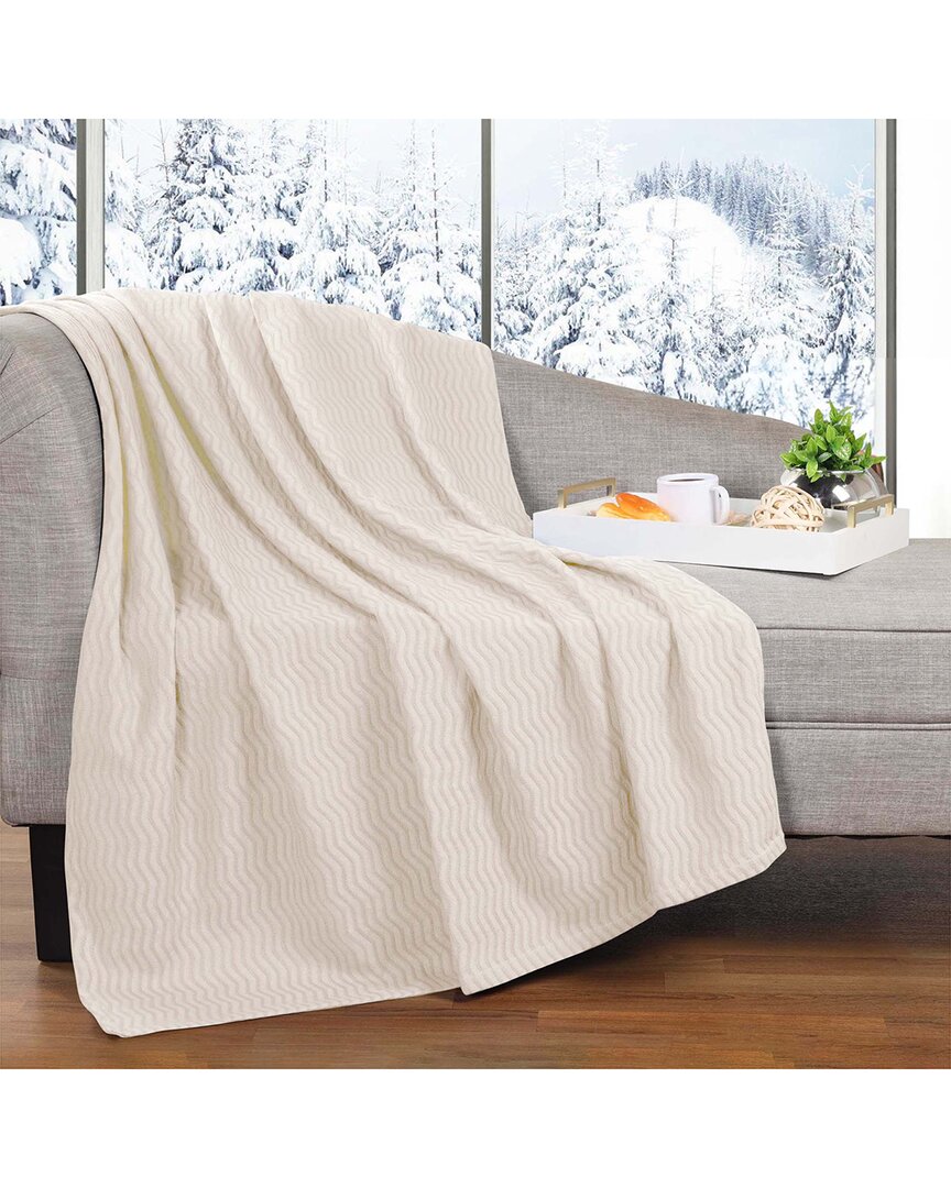 Superior Jena Cotton Textured Chevron Lightweight Woven Throw Blanket