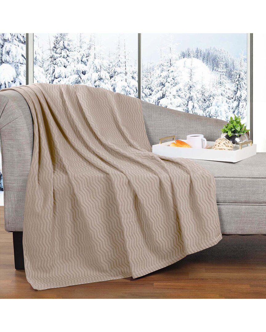 Superior Jena Cotton Textured Chevron Lightweight Woven Throw Blanket