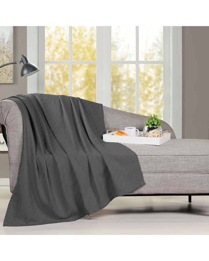 Superior Milan Cotton Textured Striped Lightweight Woven Throw Blanket
