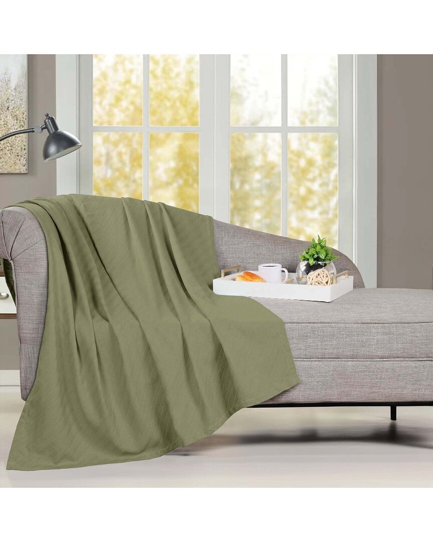 Superior Milan Cotton Textured Striped Lightweight Woven Throw Blanket