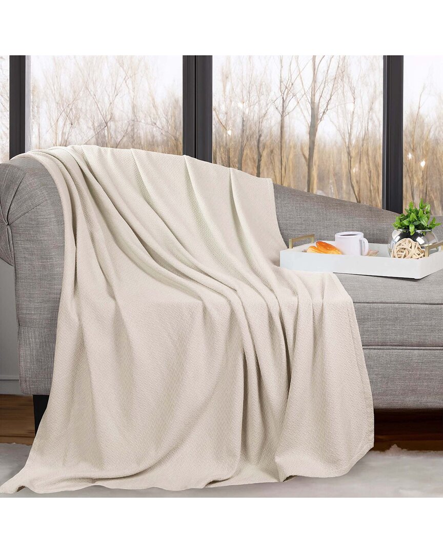 Superior Nobel Cotton Textured Chevron Lightweight Woven Throw Blanket