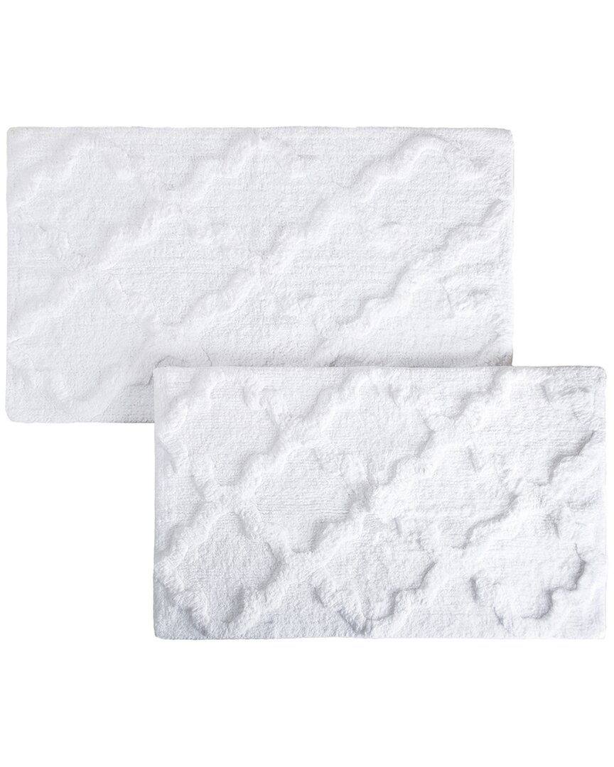 Lavish Home Cotton Plush 2pc Bath Mat Set In White