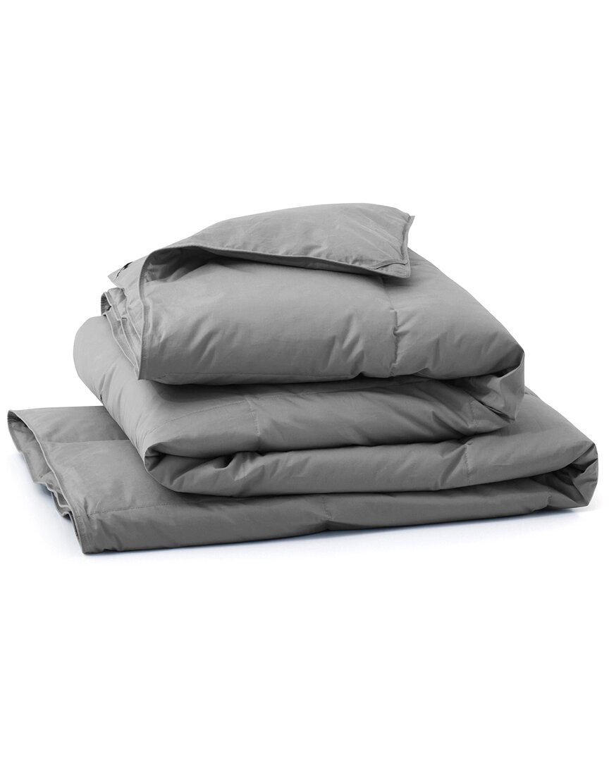 Unikome All Season Organic Cotton White Goose Down Duvet In Gray