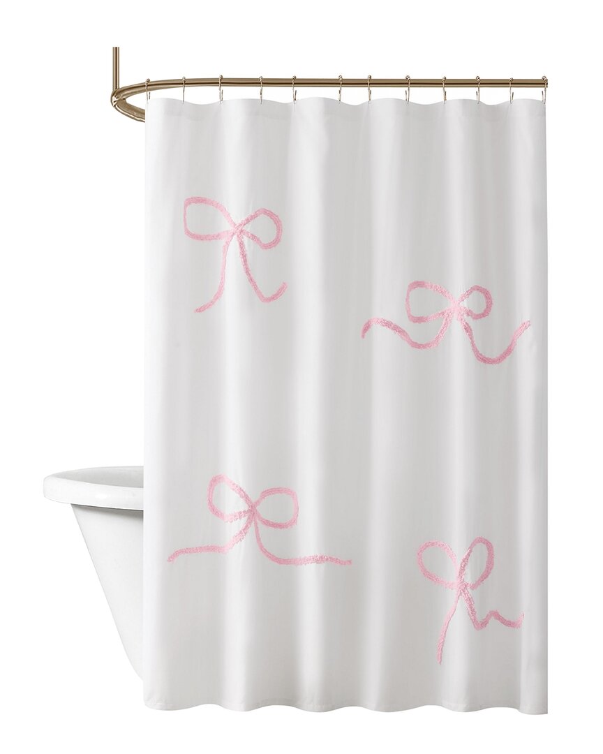 Truly Soft Textured Bow Shower Curtain In White
