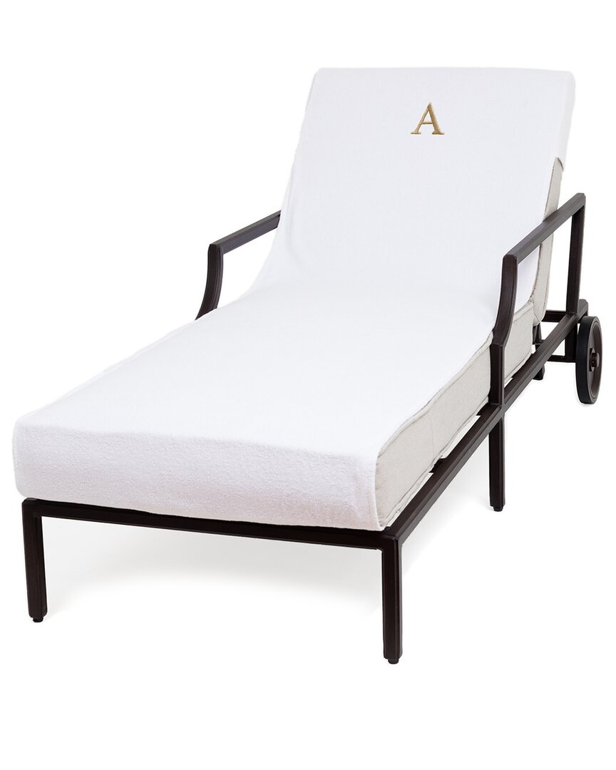 Linum Home Textiles Bookman Chaise Lounge Cover (monogram A-z) In White