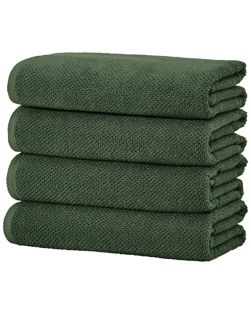 Linery & Co Luxury Cotton Textured Bath Towel In Green