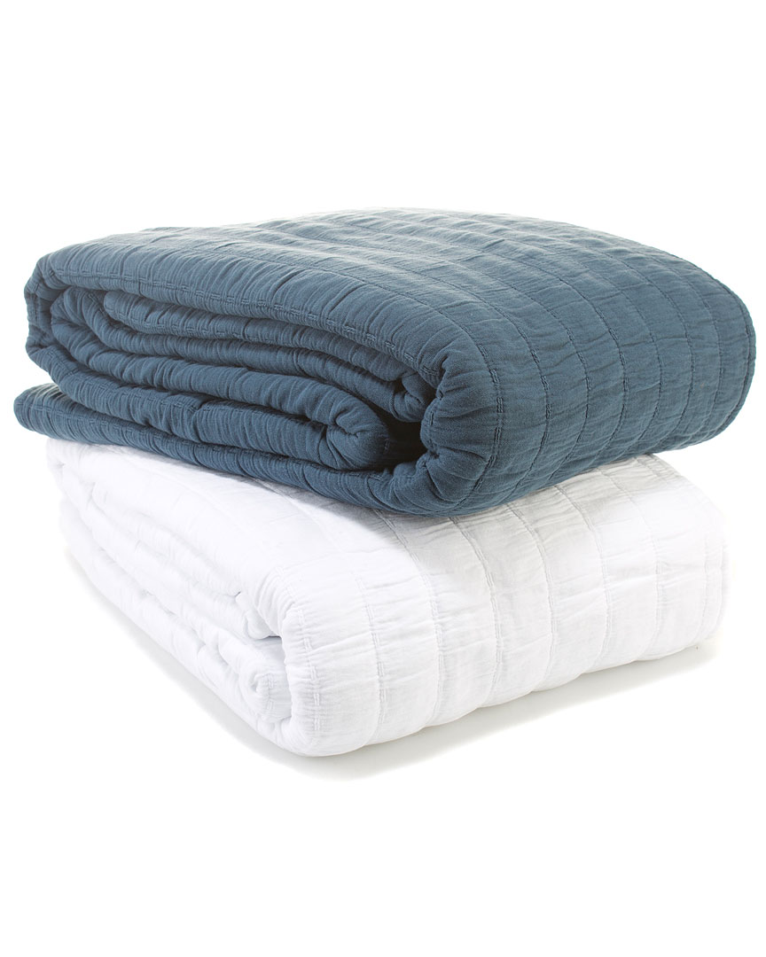 Belle Epoque Relaxed Rows Blanket In Navy