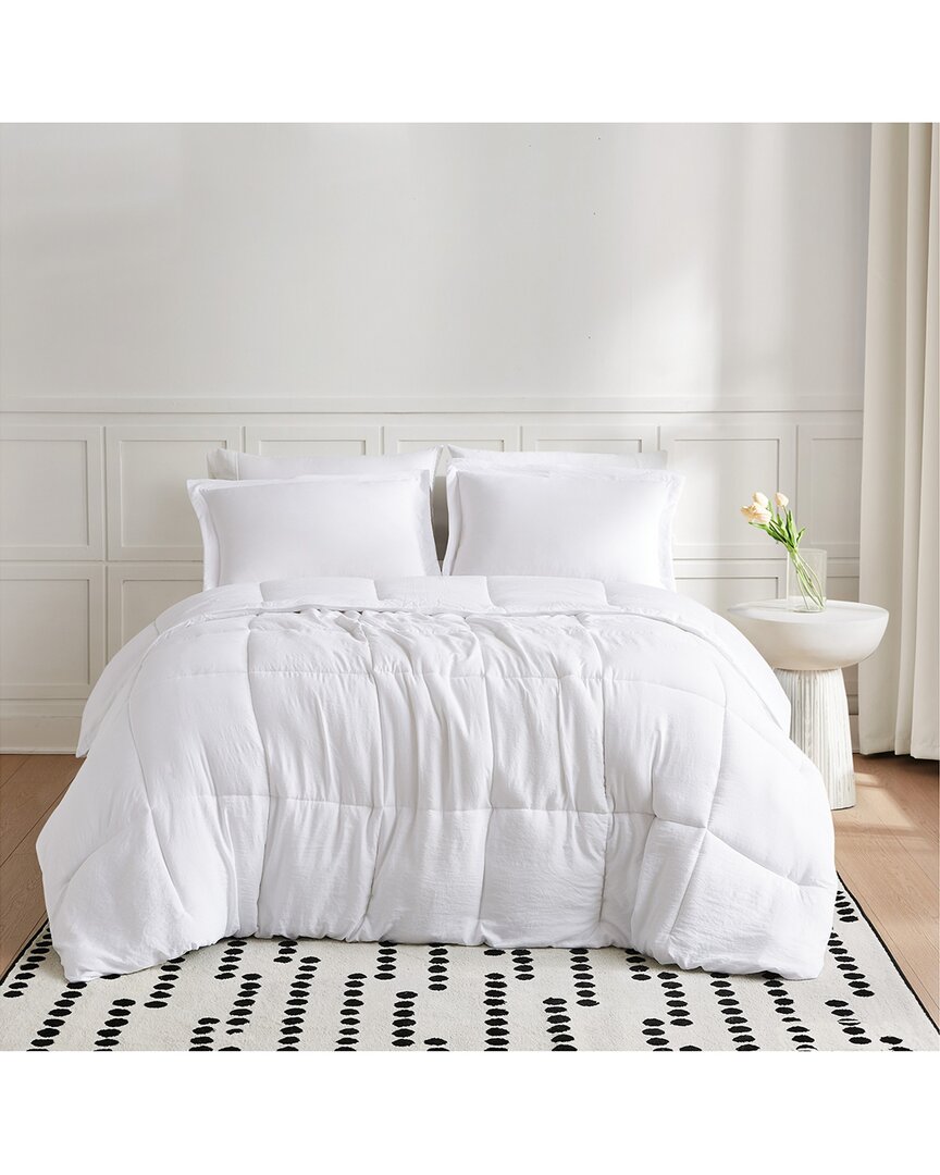 Truly Soft Garment Wash Solid Comforter Set In White
