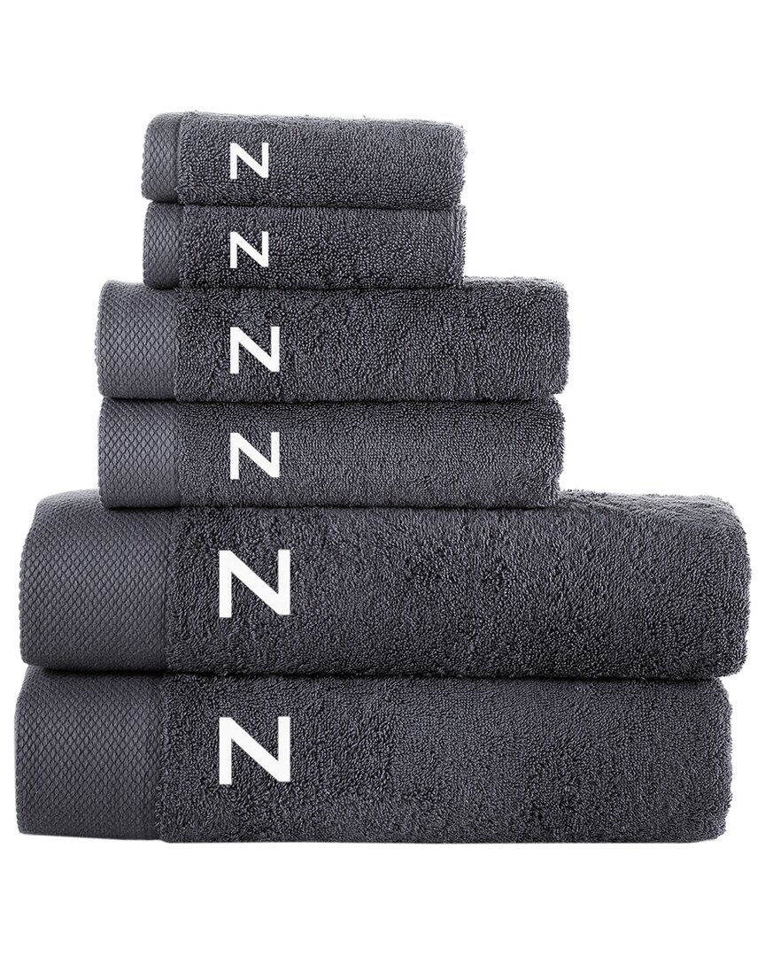 Brooks Brothers Set Of 6 Monogrammed Towels In Gray