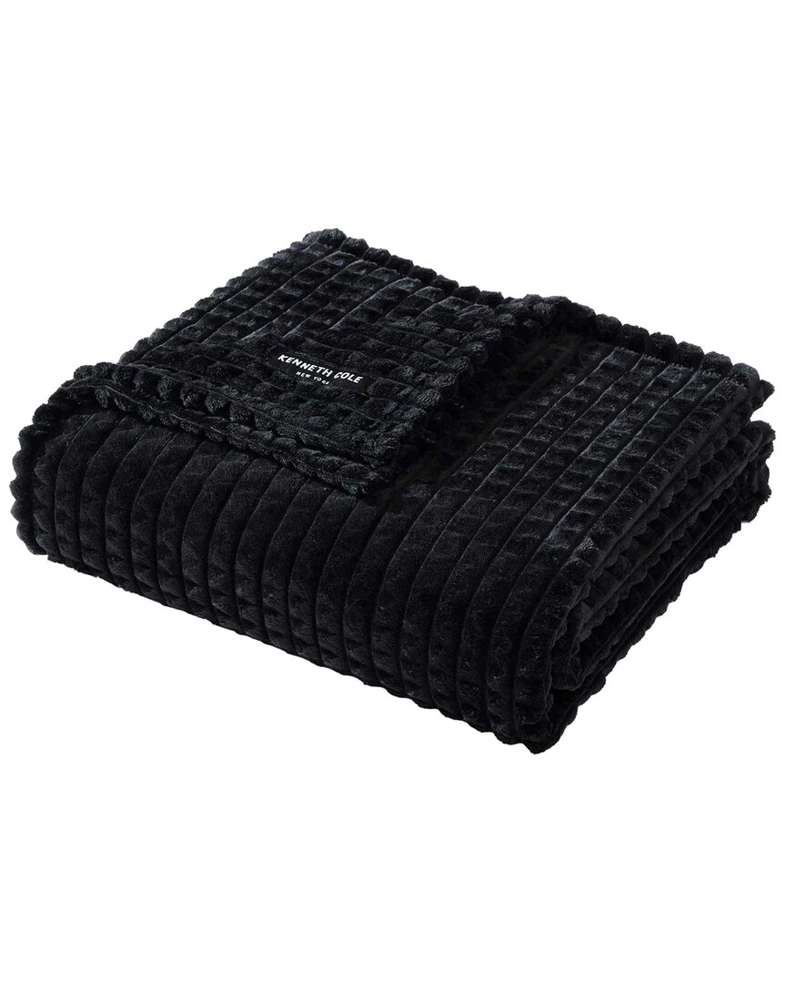 Kenneth Cole New York Kcny Textured Solid Jacquard Plush Reversible Throw Blanket