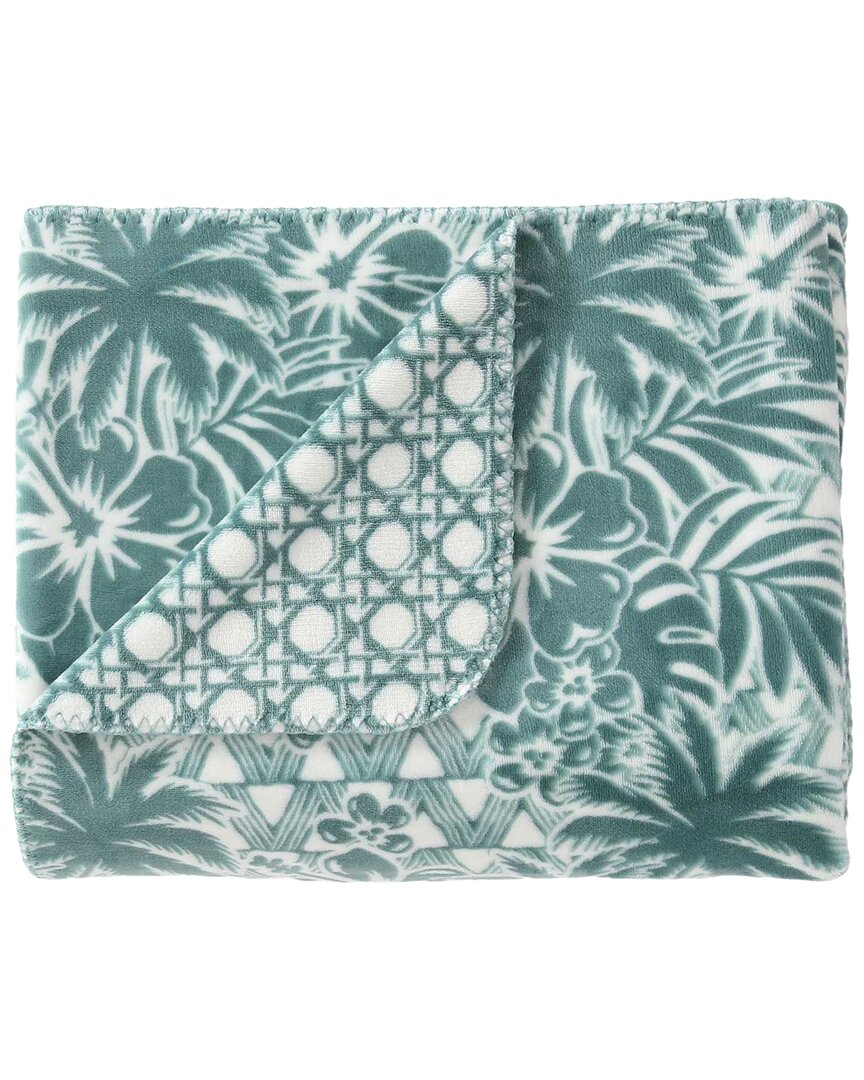 Tommy Bahama Lanikai Fronds Coco Flannel Reversible Throw Blanket