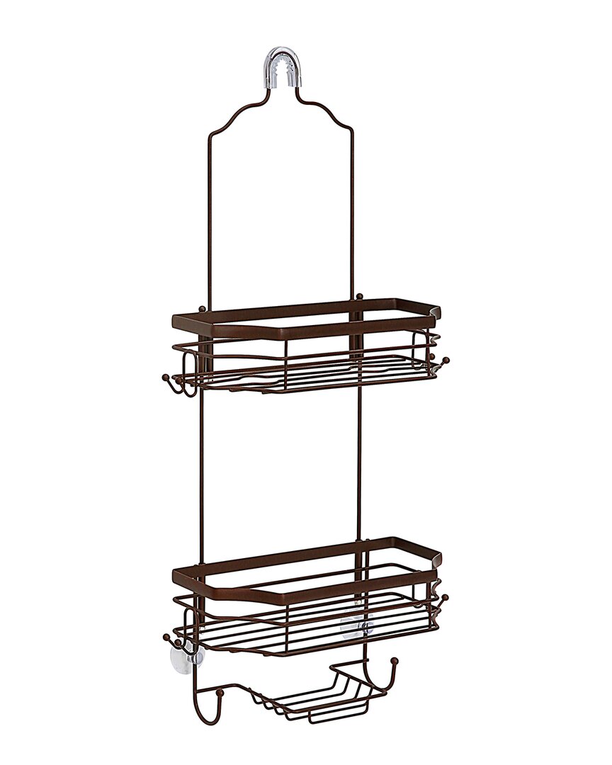 Sunnypoint Modern Shower Caddy With 4 Hooks In Brown