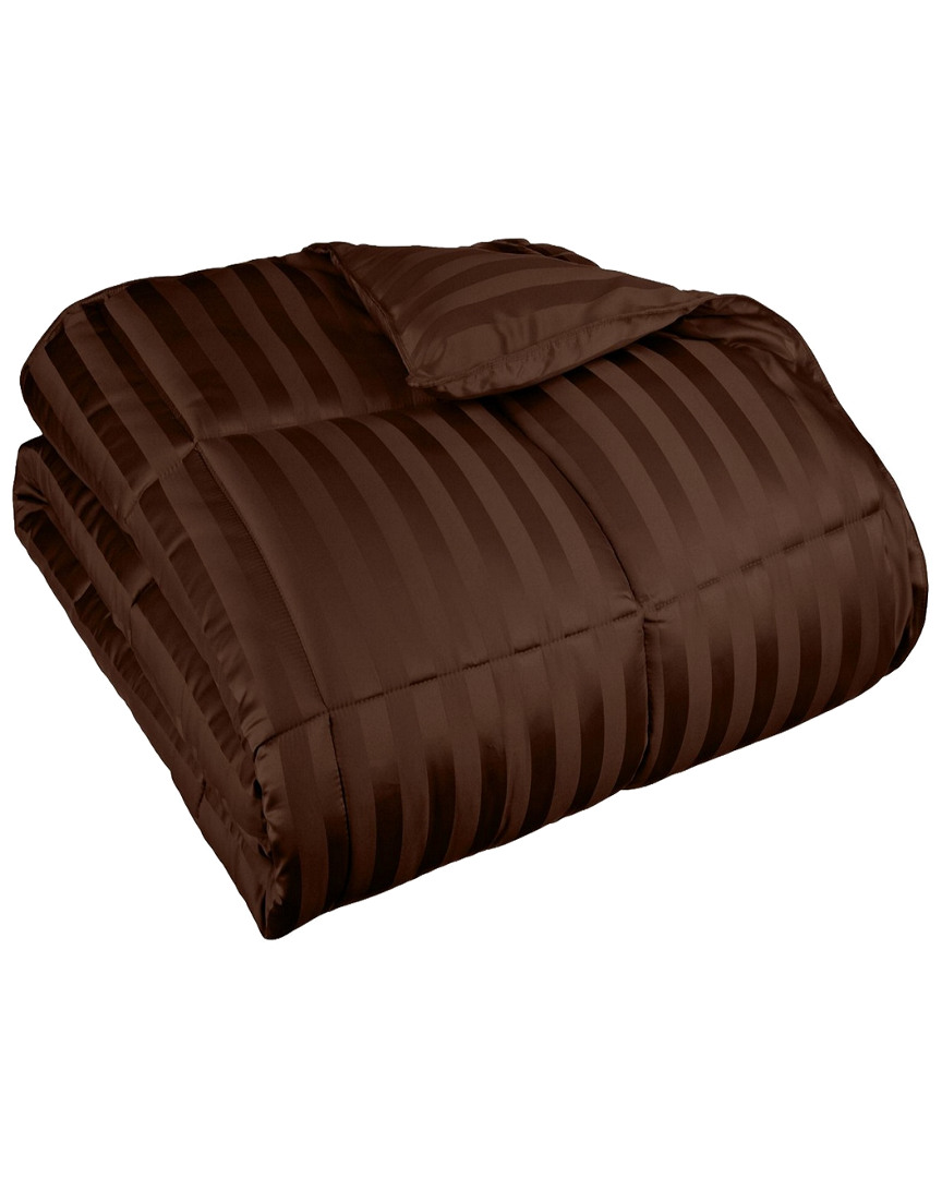 Superior Down Alternative Stripes Comforter In Brown