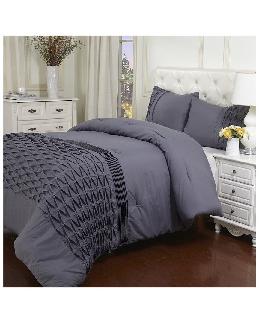 Superior Arabella 3pc Polyester Bedding Set Bed In Bag In Grey