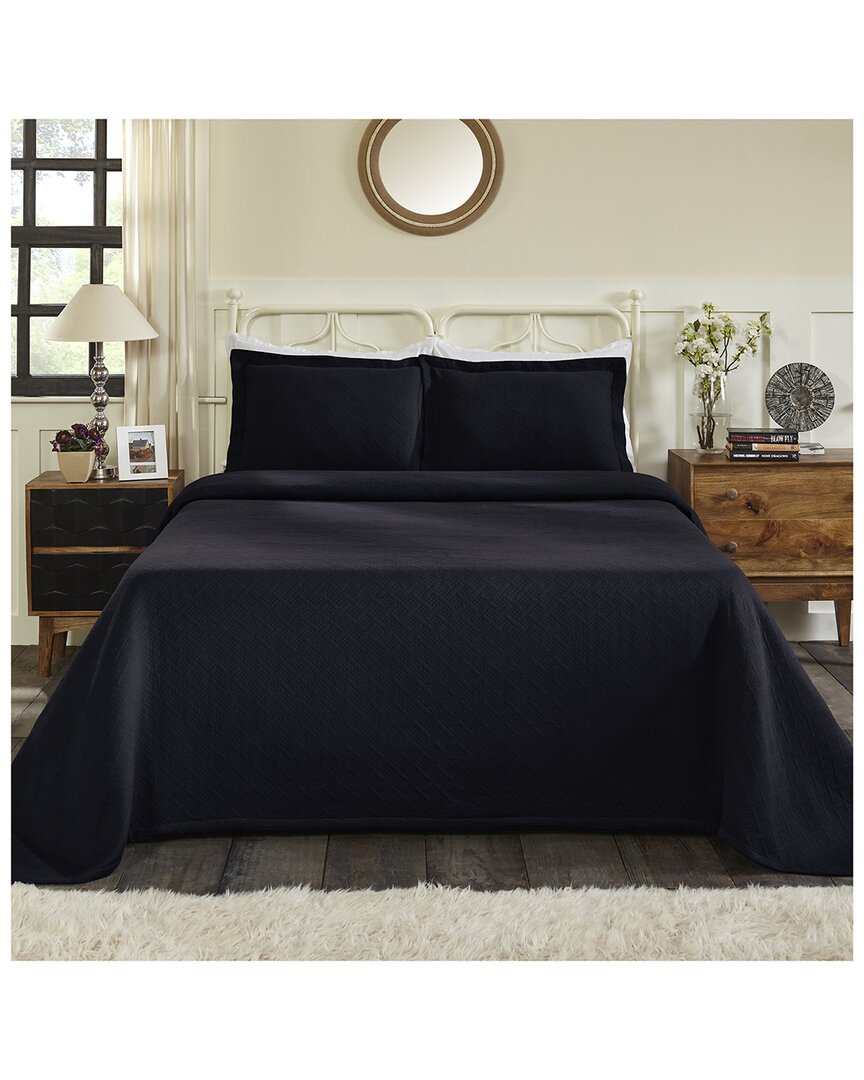 Superior Jacquard Matelasse Cotton Medallion Bedspread Set In Navy