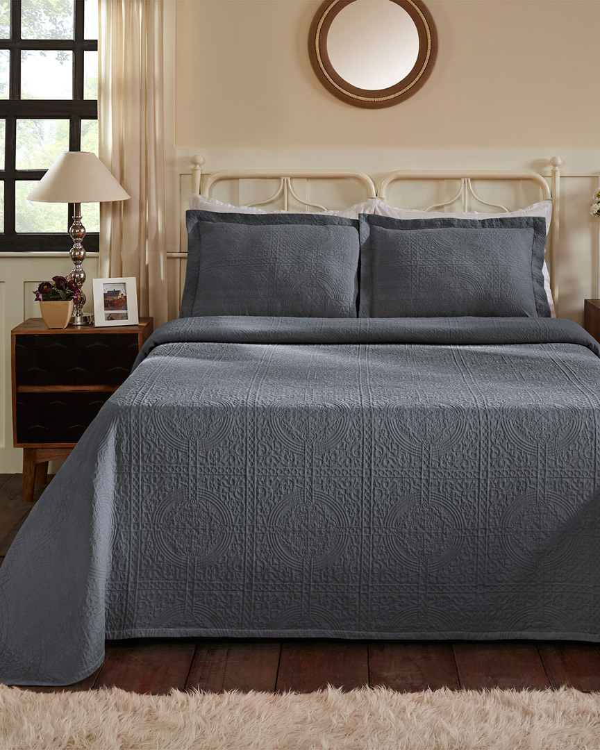 Superior Cotton Fleur De Lis Bedspread Set In Gray