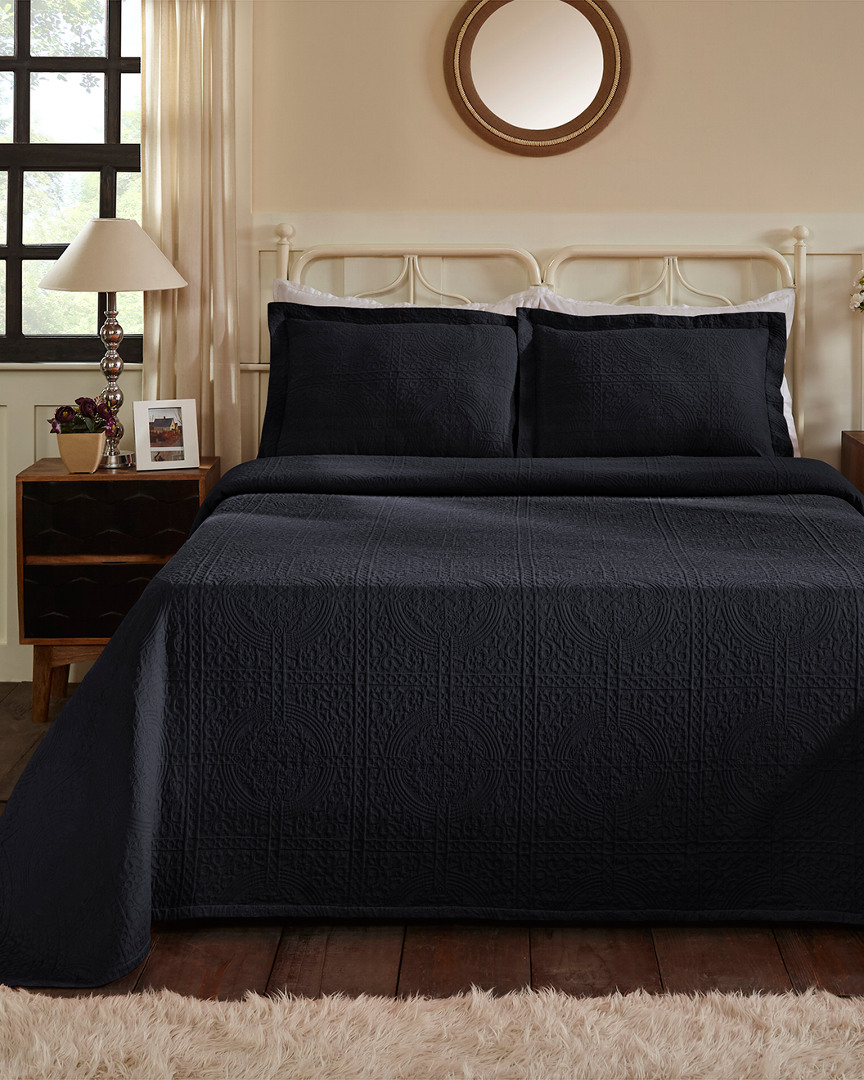 Superior Cotton Fleur De Lis Bedspread Set In Black