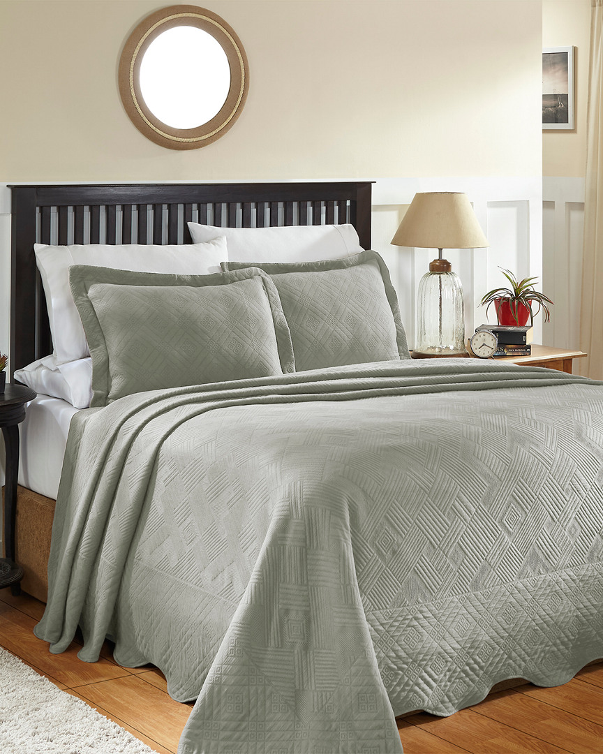 Superior Cotton Geometric Fret Matelasse Bedspread Set In Gray